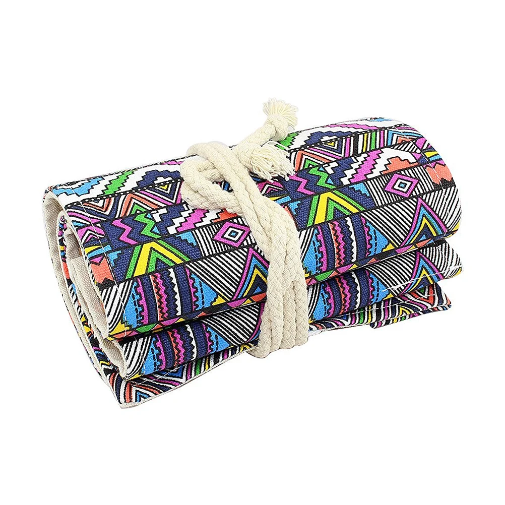 

72 Pencil Holder Canvas Storage Organizer Carrying Case 72 Slots Wrap Pen Curtain Lightweight Faux Ties Artist Gift Kids