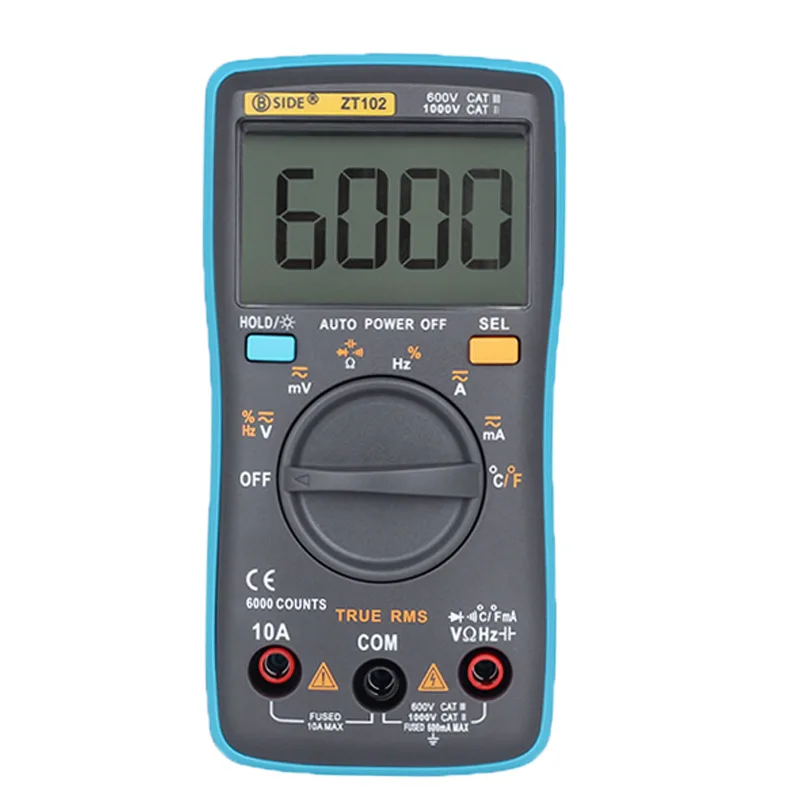 Digital Multimeter, ZT102 Portable Mini Multimeter Auto Digital LCD Display Testing Capacitance Multimeter