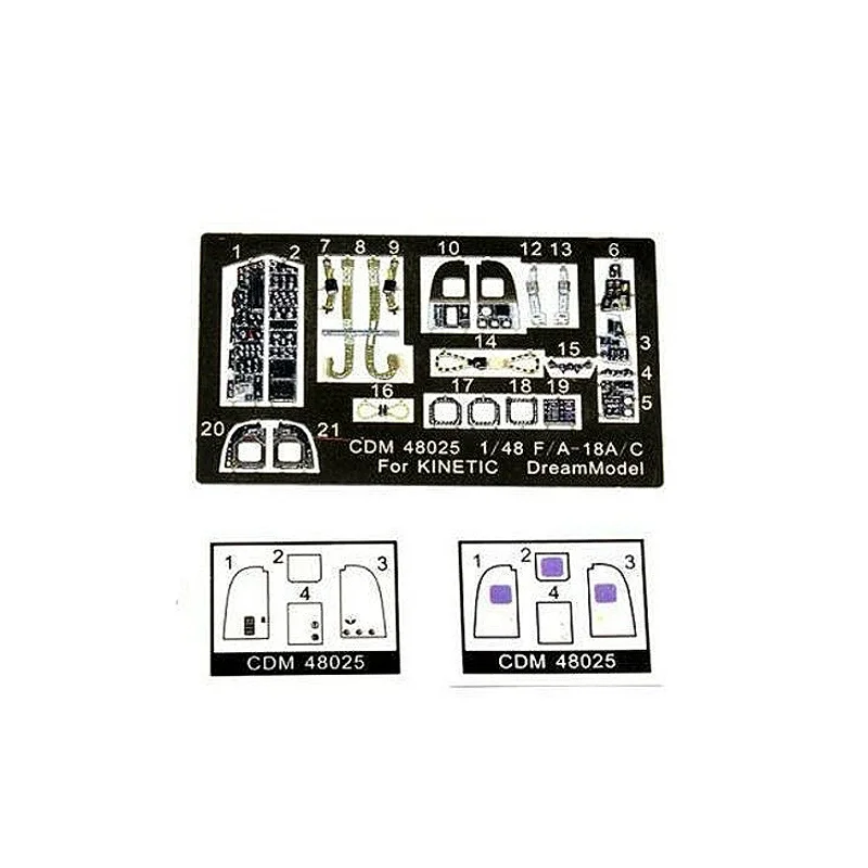 Droommodel Cdm48025 1/48 FA-18A/C Kleurrijke Cockpit Foto Geëtste Onderdelen Voor Kinetisch