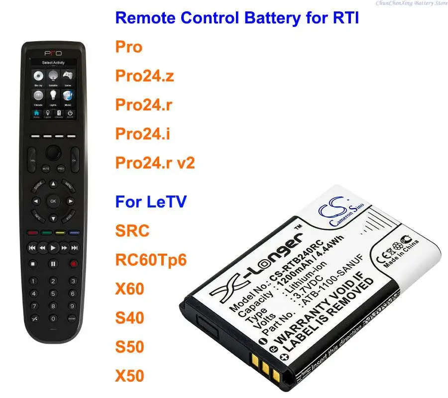 

Cameron Sino 1200mAh Remote Control Battery for LeTV RC60Tp6,S40,S50,SRC,X50,X60, For RTI Pro,Pro24.i,Pro24.r,Pro24.r v2,Pro24.z