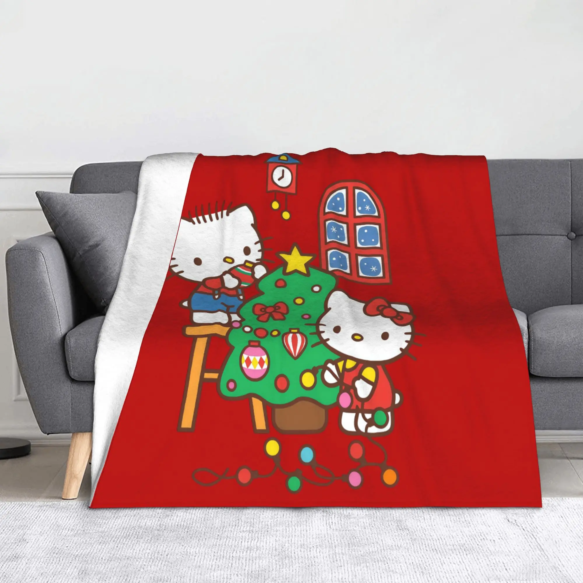 مرحبا كيتي وعزيزي دانيال عيد الميلاد بطانية الفانيلا الديكور خفيفة الوزن رقيقة رمي البطانيات للمنزل سيارة المفرش #1