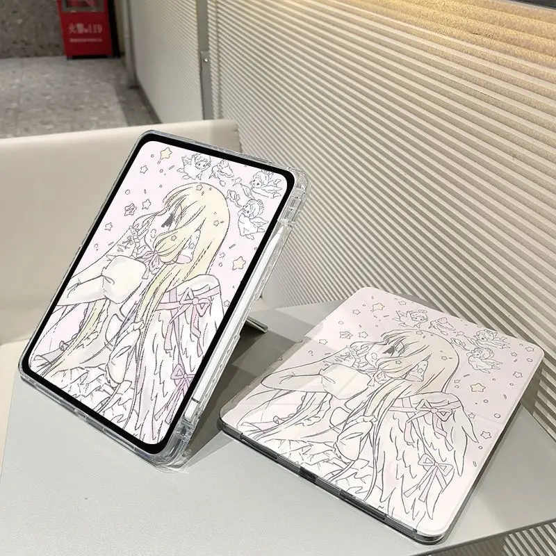 Angel Wings Wave Point Girl Case 3+Y Fold For Samsung Tab S8 S9 S11 FE S6 Lite Tablet Case 10S11/ S8+/ S6Lite/ A78 English Case