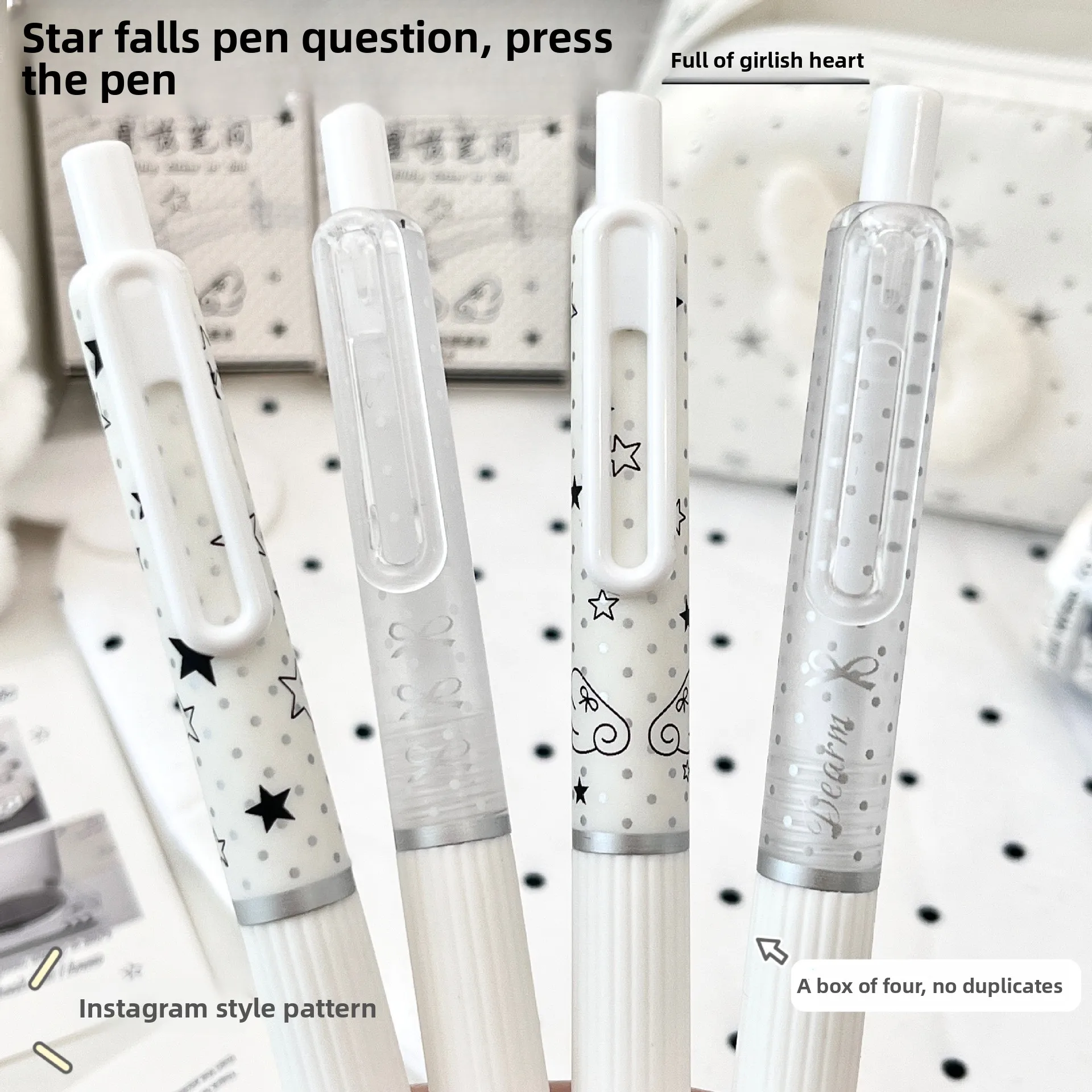 Student Pen for Exam Practice, ST-Tip Black Gel Pen Set, Original Star-Tip Pen, Ins-Style Star Retractable Exam Signature Pen