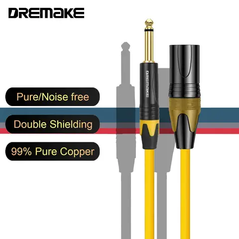DREMAKE TS 1/4 Inç Erkek 6.35mm/6.5mm XLR 3-Pin Mikrofon Mono 6.35mm XLR Canon Yama Kablosu AMP Amplifikatör Pro Ses