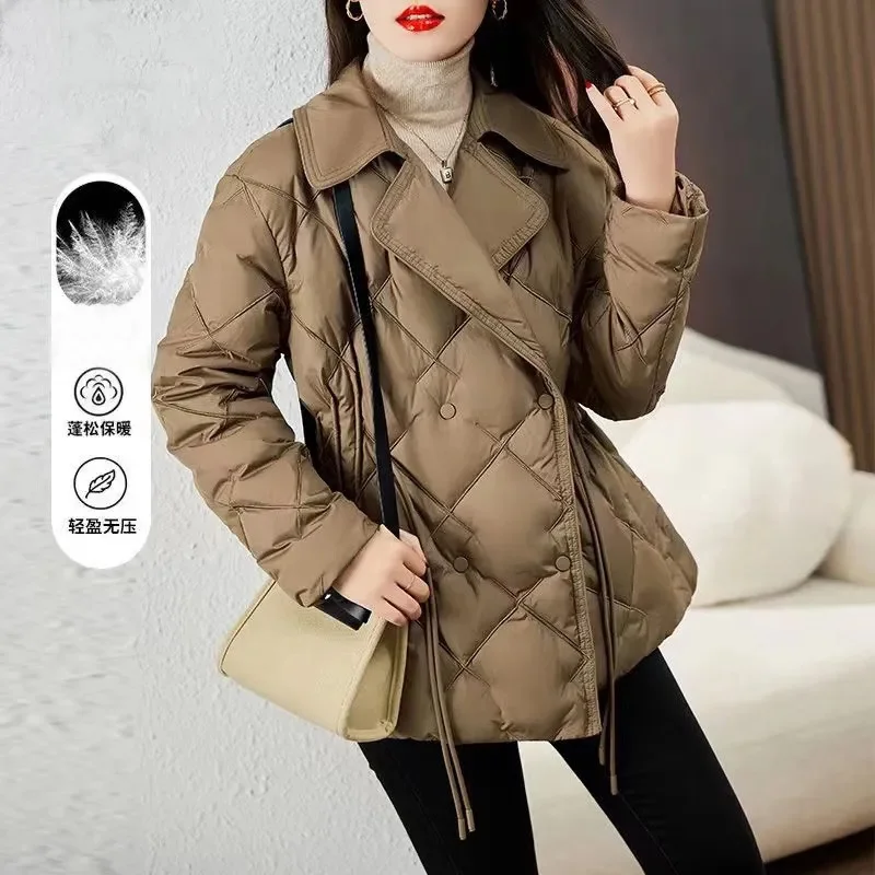 Suit Collar Light Down Cotton-padded Jacket Women\'s Winter 2023 New High-grade Slim Long-sleeved Short Cotton-padded Clothes Top