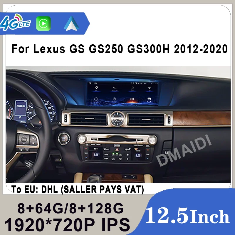 Navigation For Lexus GS 200T 250 GS250 GS300 GS350 2012-2020 Car Multimedia GPS Radio Touch Screen Android 12 8+128G CarPlay