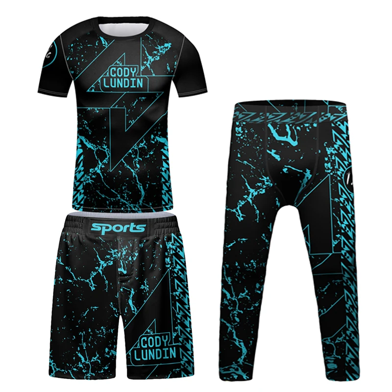 hot selling MMA Fight Kid Shorts T-shirt Rashguard bjj Breathable mma Muay Thai Boxing Clothing For Children Kickboxing Shorts