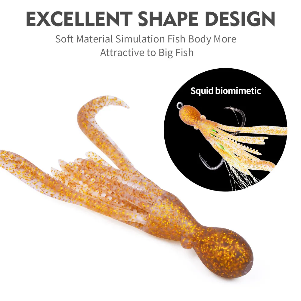 5 Stück Köder 10cm/4,8g Weichköder Tintenfisch-Kunstköder Perfekt zum Schleppangeln auf Lachs, Barsch & Forelle Angelzubehör – Detail 7