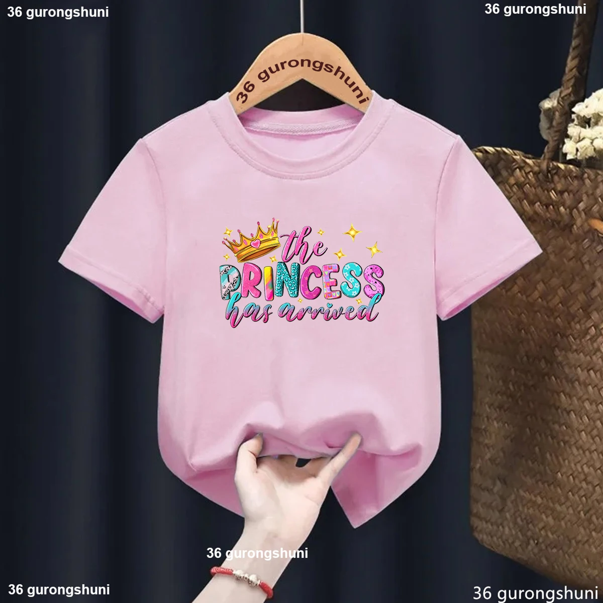 Newly Style Just Call Me Princess Printing Girls T Shirt Fashion O-Neck Kids Short Sleeve Tees Children White/Blue Solid Tshirt