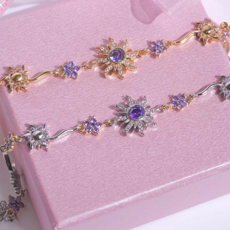 Sonnenblumen-Armband im Sonnenstil mit glänzenden synthetischen Zirkonia-Steinen, geeignet für Damen-Reise- und Urlaubszubehör, Geschenke – Detail 4