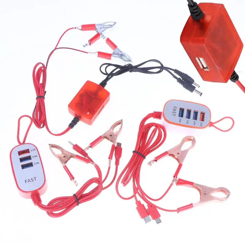 New 1Pcs Hanging Rope 3/4USB Clip Charging With Crocodile Clip Two End Outlet Electric Vehicle Battery Charger