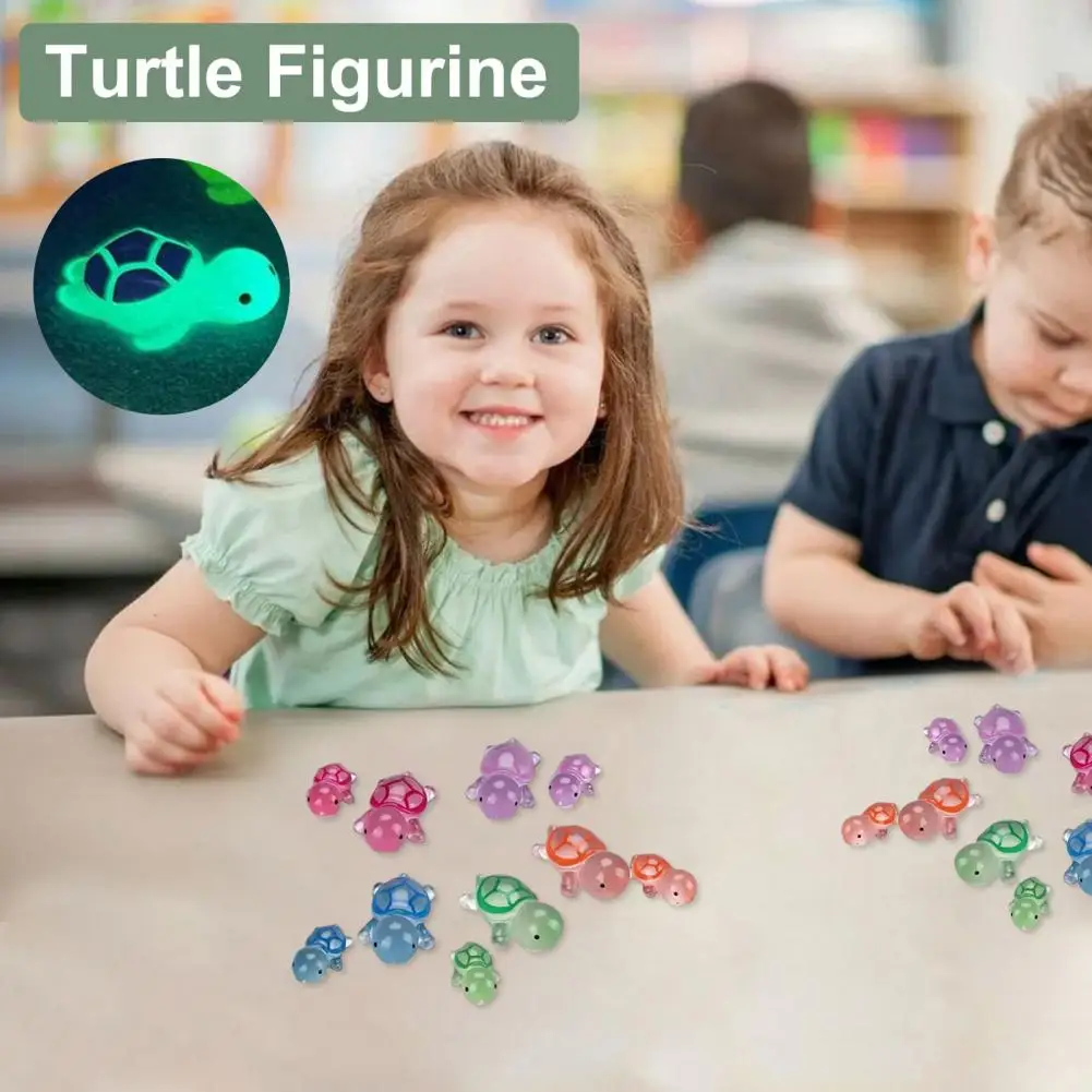 Resin Turtle Figurine Mini Turtle Decor Set of 10 Colorful Glow-in-the-dark Mini Turtle Figurines Tiny Tortoise for Desktop