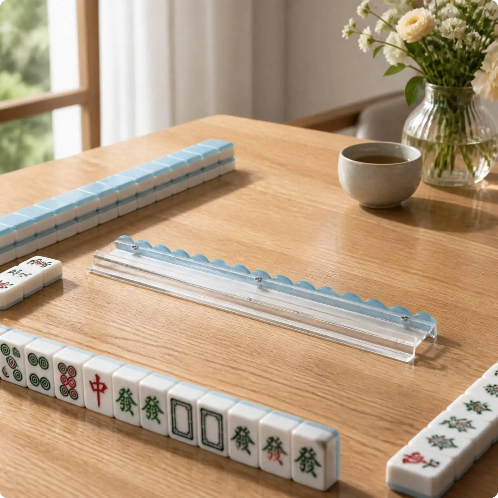 Glossy Acrylic Mahjong Ruler Tile Stand 20 Inch for Standard Mahjong Tiles Tabletop Chess and Card Games