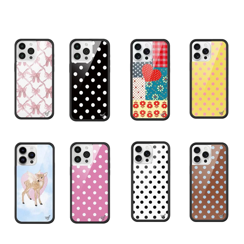 

New Wildflower INS Strawberry Polka Dot Phone Case for 16 15 14 13 12 Pro Max Plus 16 15 pro 3D WF Deer Cute Protective cover