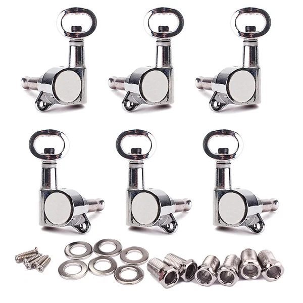 

6 Silver Guitar Tuning Pegs Universal Fit Half Moon Style for Electric Acoustic Guitar String Tuning Pegs Machine Heads