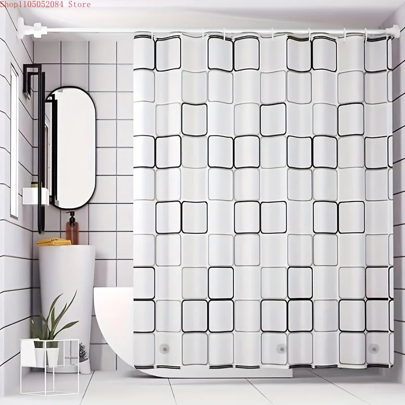 1pc peva plastic liner hooks metal grommets semi transparent-   With Hooks Waterproof Mildew Proof Easy Install Washable