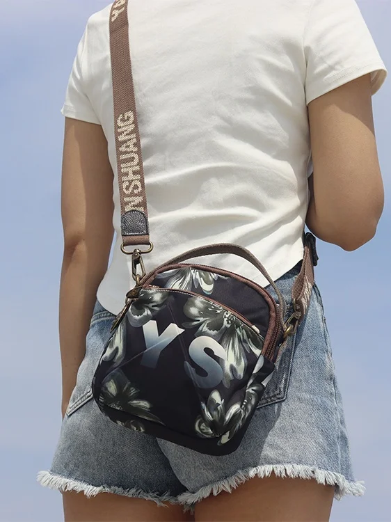 Fashionable Casual Original Cotton Handbag Crossbody Shoulder Bag Women's Purse Handheld Bag Floral Pattern Soft Square Shape
