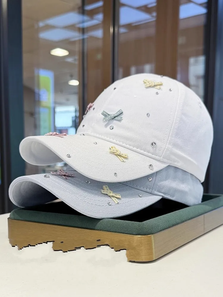 Sweet Ladies Butterfly Diamonds Beading Baseball Hat Spring Autumn Outside Travel Peaked Cap Women Sun Protection Visors Cap