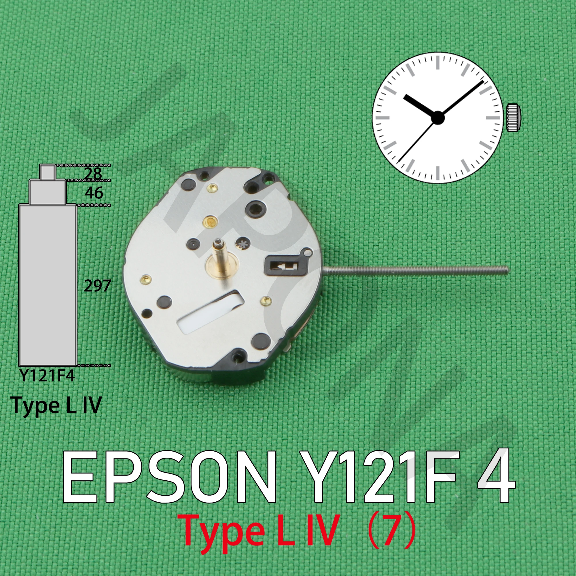 Y121 movement EPSON Y121F4 Watch Quartz Movement Longer pipe Y121-7 S.EPSON CORP NO JEWELS The number written afterwards is 7