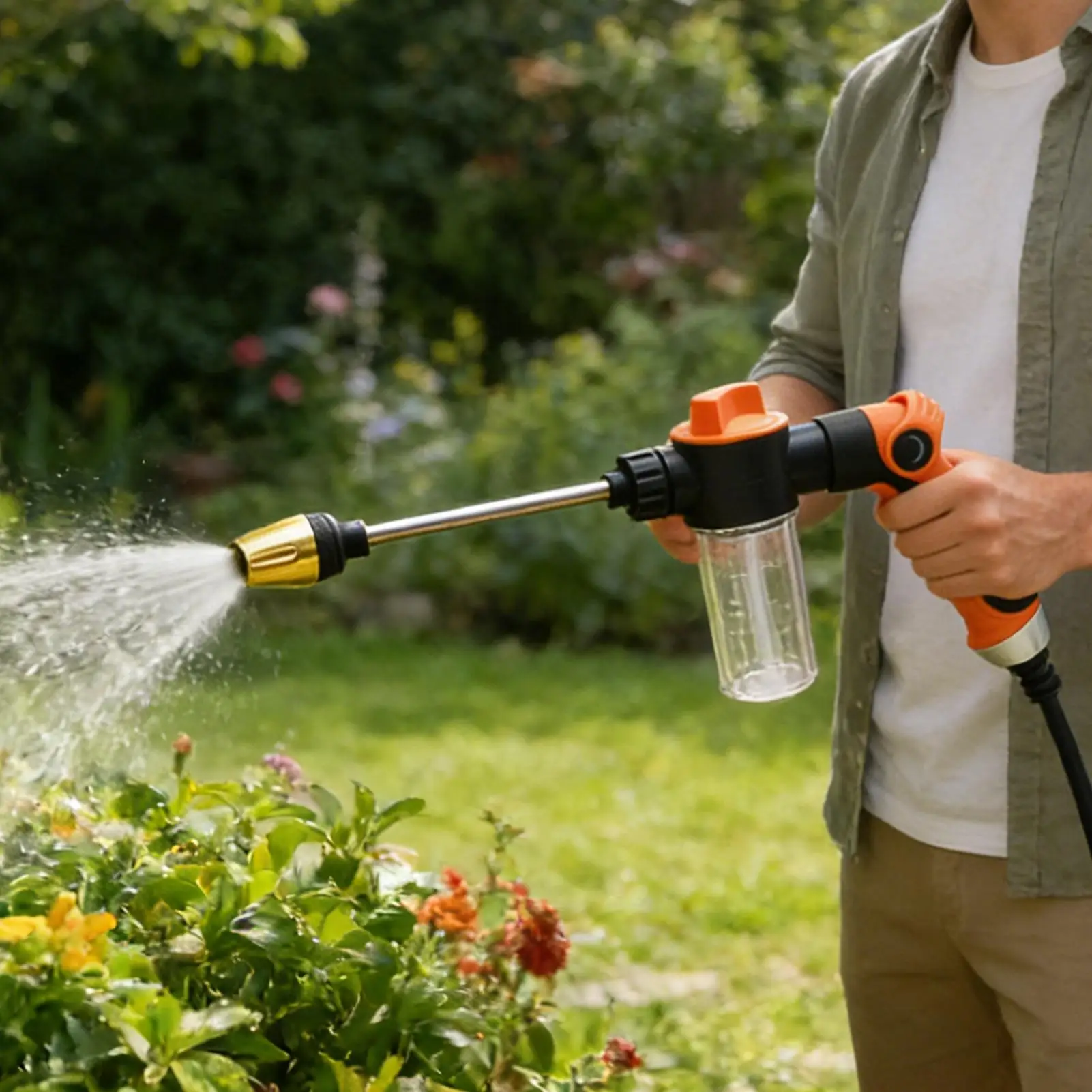 Garden Hose Sprayer Powerful Gardening Tools Hose Nozzle Heavy Duty for Watering for Car Washing Watering Plants Cleaning