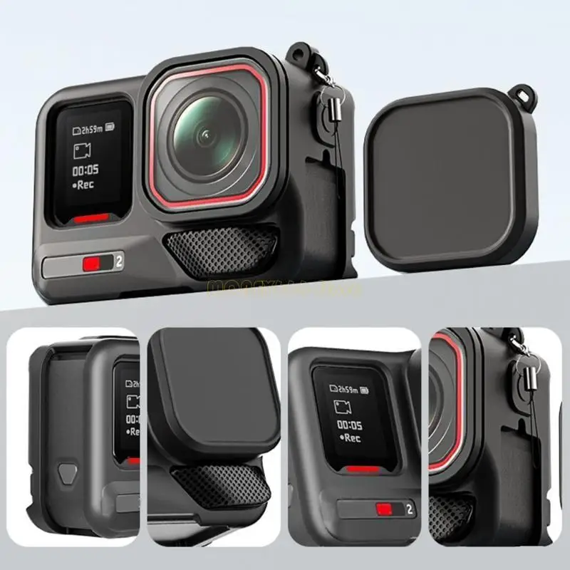 F62C 1 قم بتعيين حالة وقائية للسيليكون لكاميرا الحركة مع واقي العدسة وحبل الحبل المفقود المفقود