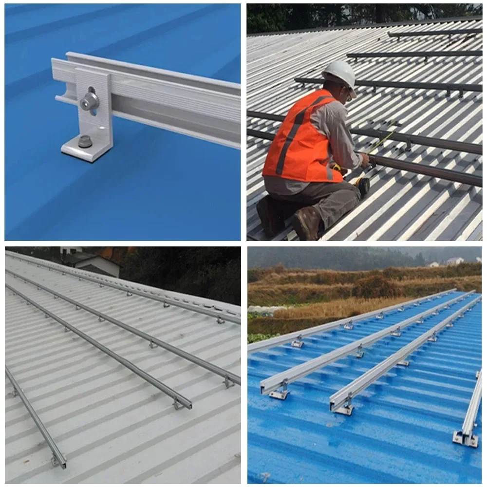 4 Pcs 20cm 28*55 Photovoltaic Bracket Tin Tile Roof Solar Bracket Set Guide Rail
