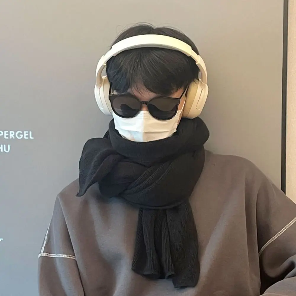 

High Quality Solid Color Men Wool Scarf Simple Soft Winter Cashmere Scarf Warm Long Coldproof Scarf Gifts