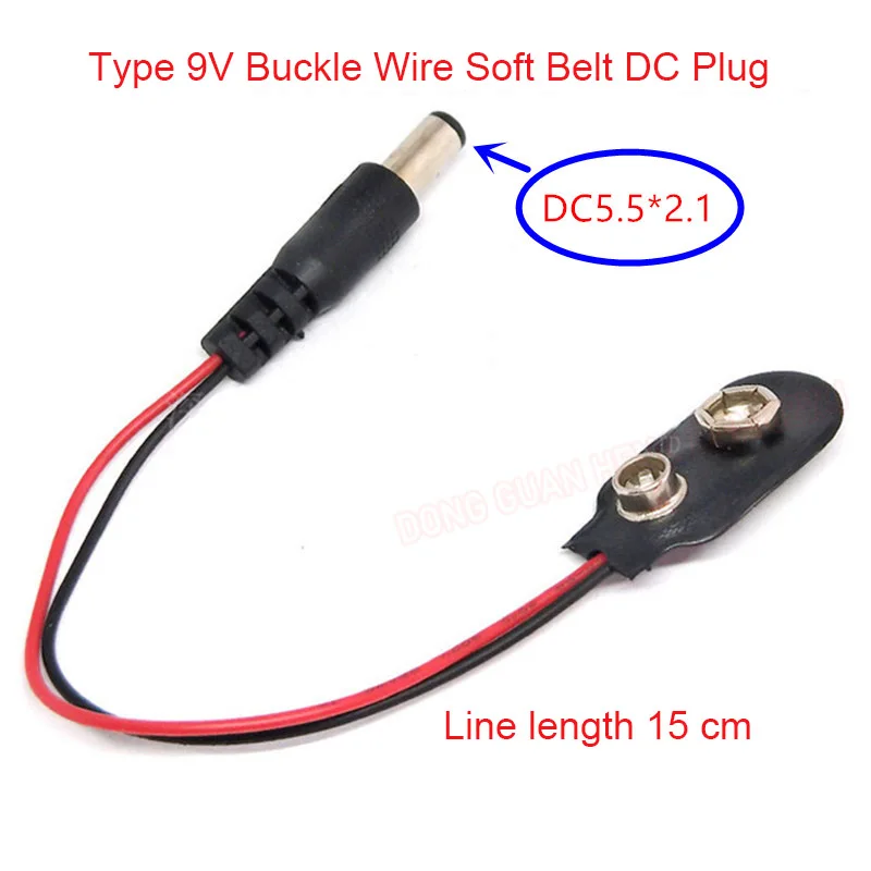 

DC 9V Battery Button Power Cable Battery Buckle Snaps Power Cable Connector DC 5.5*2.1 For Arduino Diy UNO MEGA 2560 Compatible