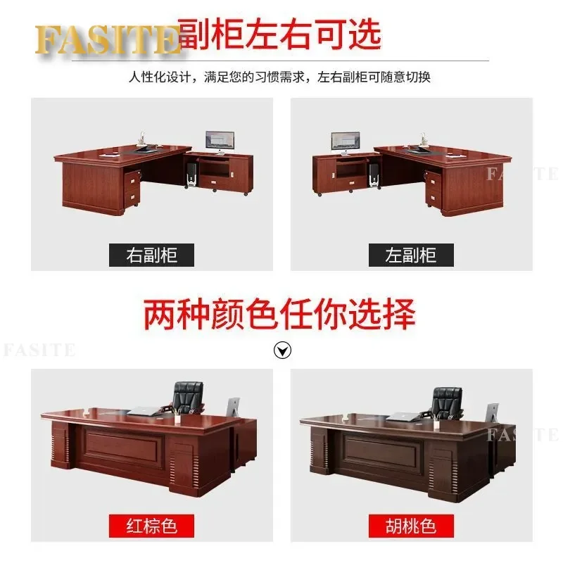 For Office Manager Desk and Chair Combination Large Executive Boss Desk with Storage Modern Business Furniture Set
