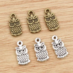 30pcs 15x8mm Antique Silver Plated Bronze Owl Handmade Charms Pendant DIY Jewelry Accessories for bracelet necklace