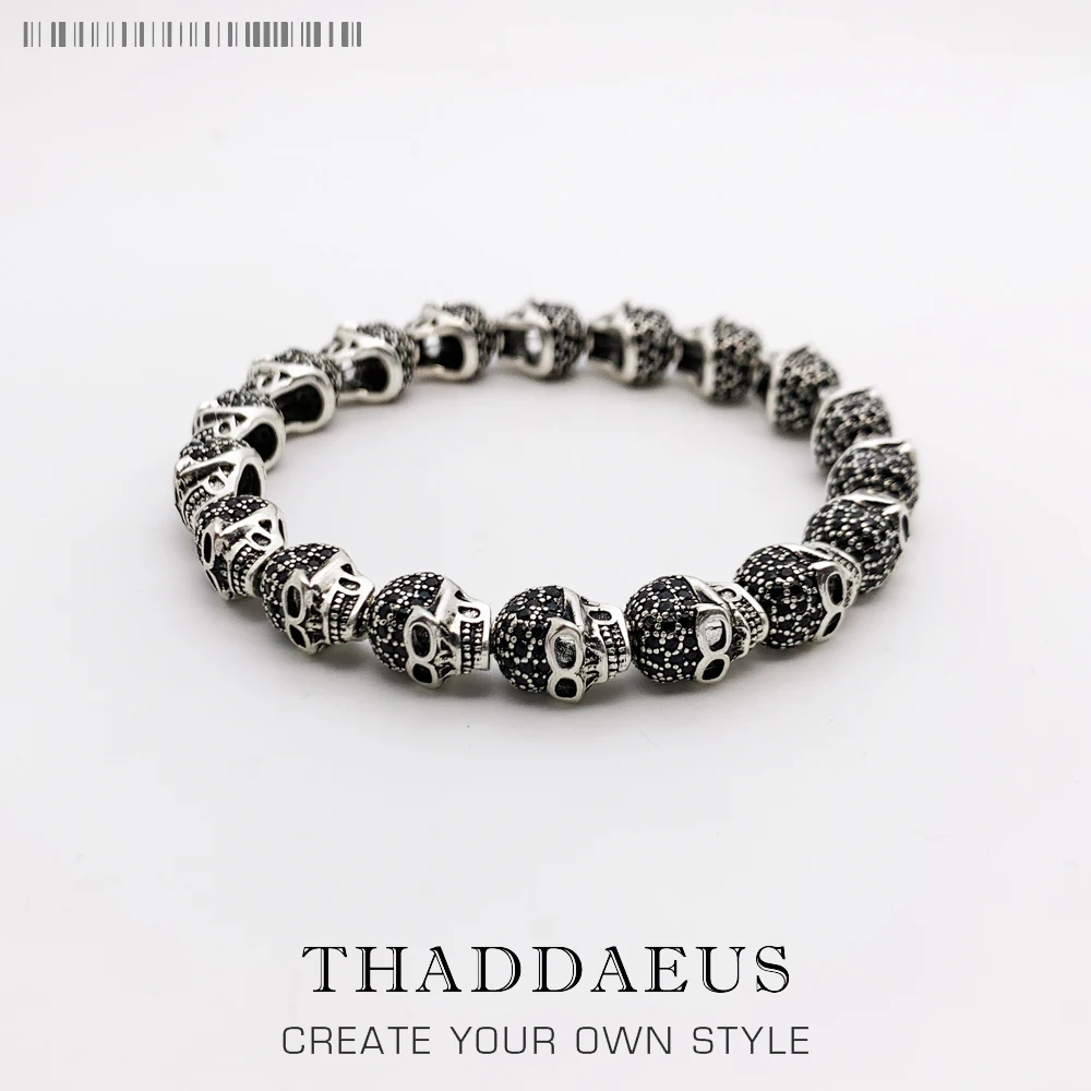 

Браслет с черепом и скелетом из черного циркония, хорошие ювелирные изделия в европейском стиле с сердцем для мужчин и женщин, подарок 2019 Rebel, Super De