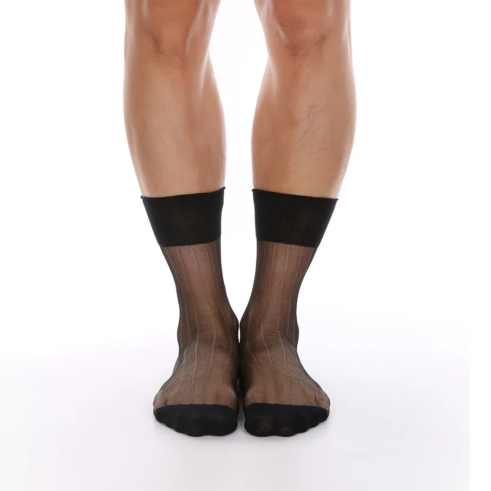 جوارب حريرية رجالية فاخرة شفافة وشفافة تعزز الراحة والتهوية مثالية للعمل والملابس المسائية #1