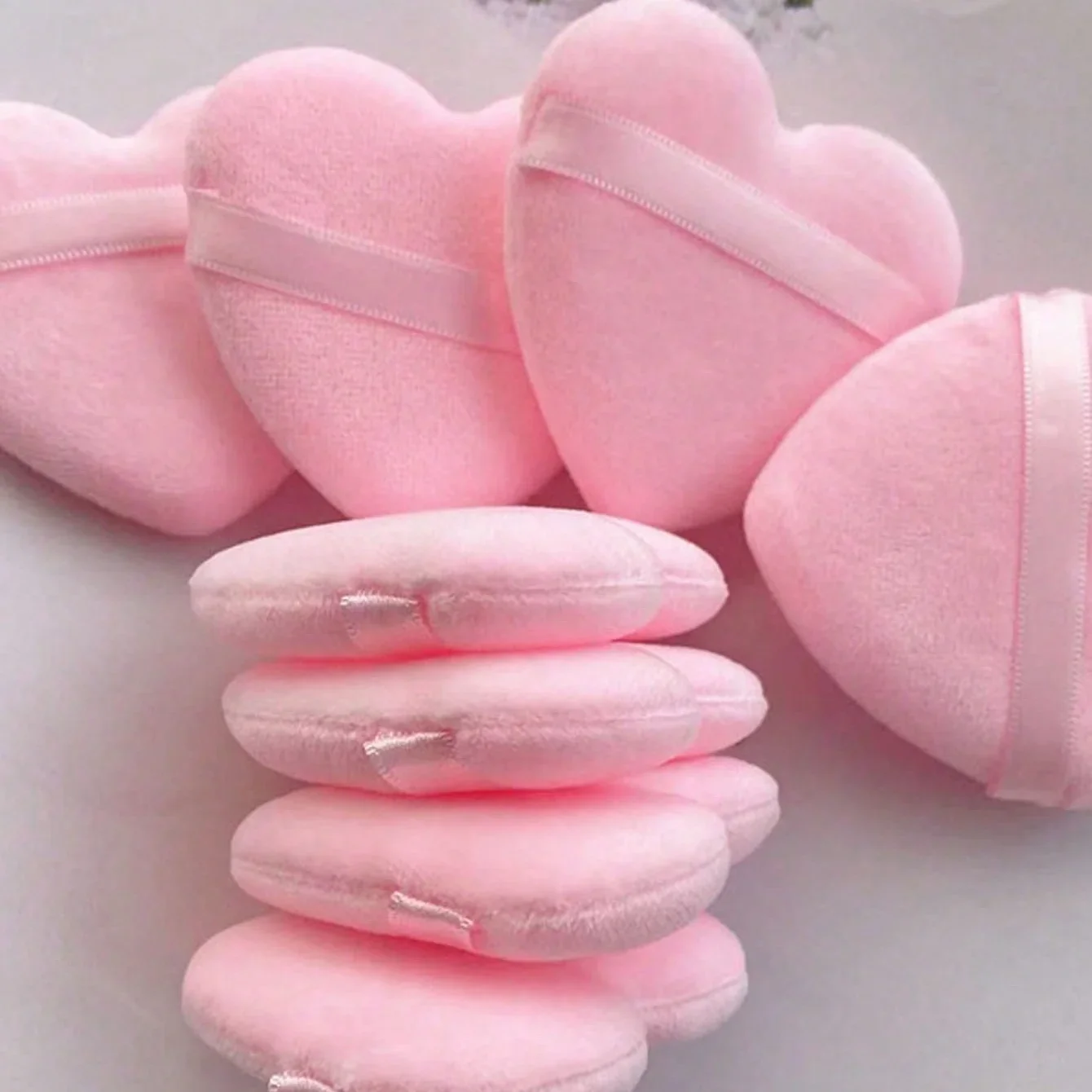 8개 하트 모양의 메이크업 스펀지 퍼프, 부드러운 크리스탈 벨벳, 폼, 부드럽고 피부 친화적인 메이크업, 휴대용 메이크업 도구 2035