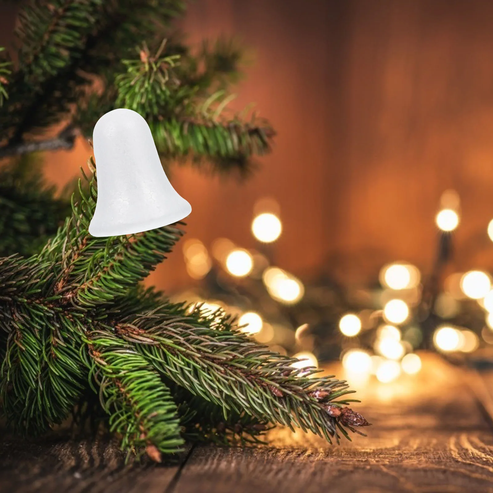 

10 Pcs Xmas Decors DIY Jingle Bell Shapes Hanging Ornament for Christmas Tree Festival White Polystyrene Pendant