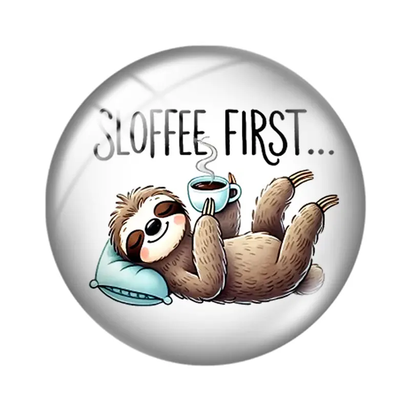 Sloth Coffee 12/18/20/25mm glass cabochon  bracelet pendant rings for jewelry demo earrings back Making findings