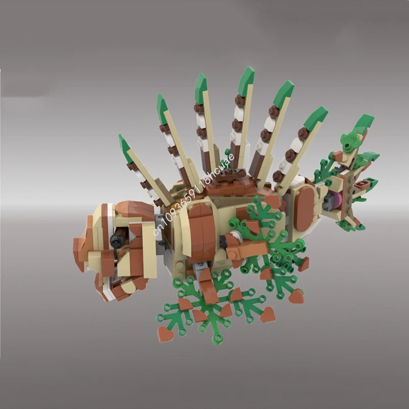 

457 шт. MOC модель рыбы льва, строительные блоки, детские игрушки на день рождения, идея, сделай сам, креативная архитектура, рождественские подарки