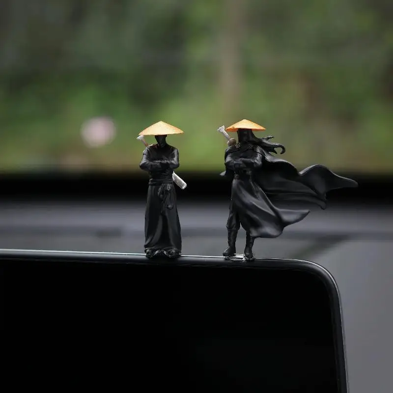 Resin Mini Figurines Decorative 50mm Ancient Sino-Japanese Samurai Warriors Office Cubicle Home Desktop Car Interior Model Gifts