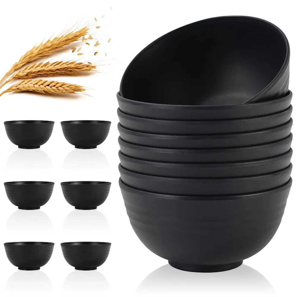 

Black 6-inch Plastic Bowl Household Thickened Rice Bowl Fruit Salad Bowl (15cm bowl), Microwave Available