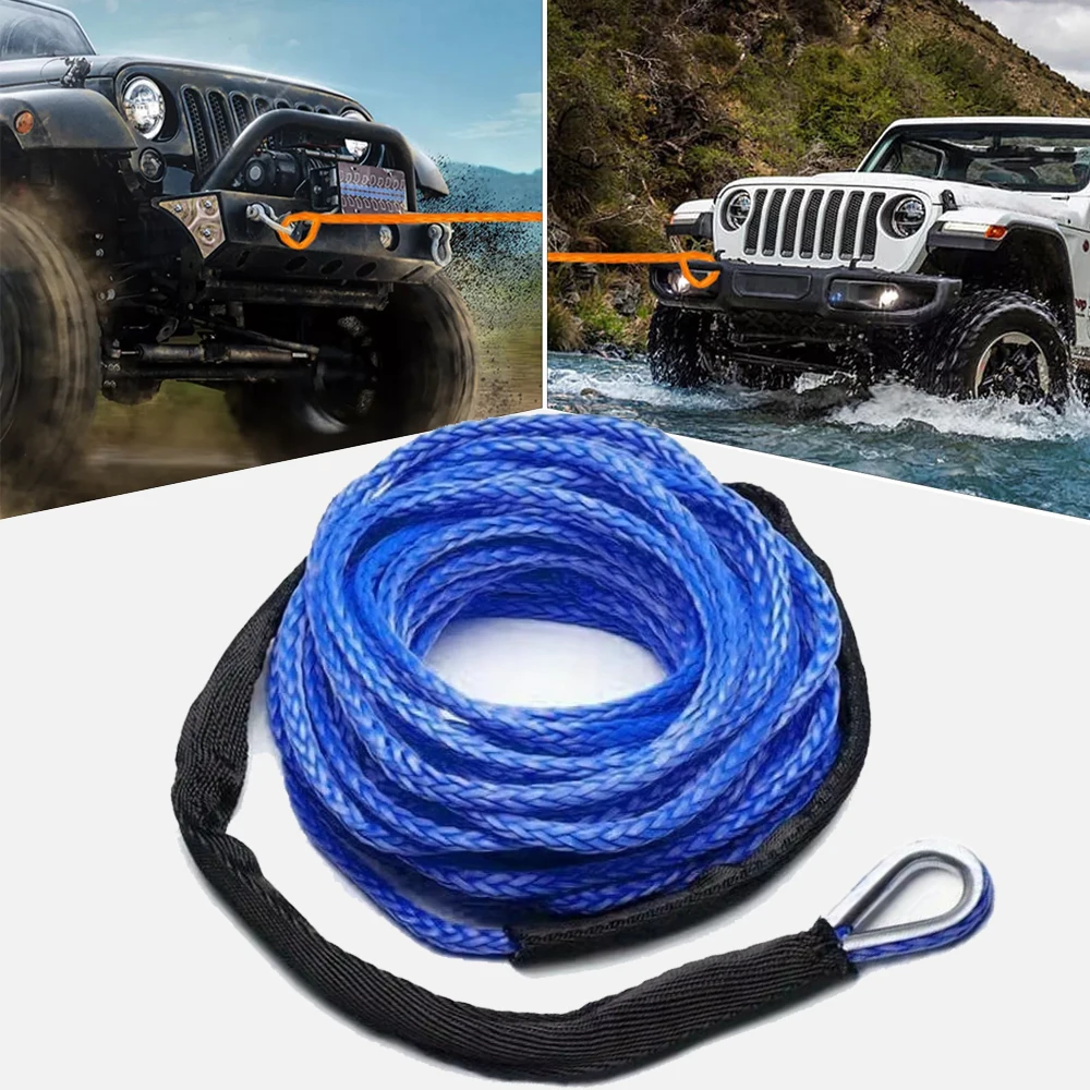 

13500lbs Car Outdoor Accessories Truck Boat Emergency Replacement Synthetic Winch Rope 15mx7mm 12 Strand String Cable ATV UTV