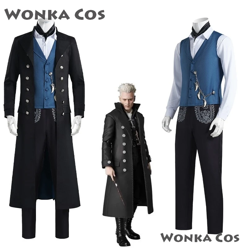 Gellert Grindelwald Cosplay animales fantásticos Gellert Grindelwald Cosplay gabardina disfraz de Halloween conjunto completo adulto Halloween