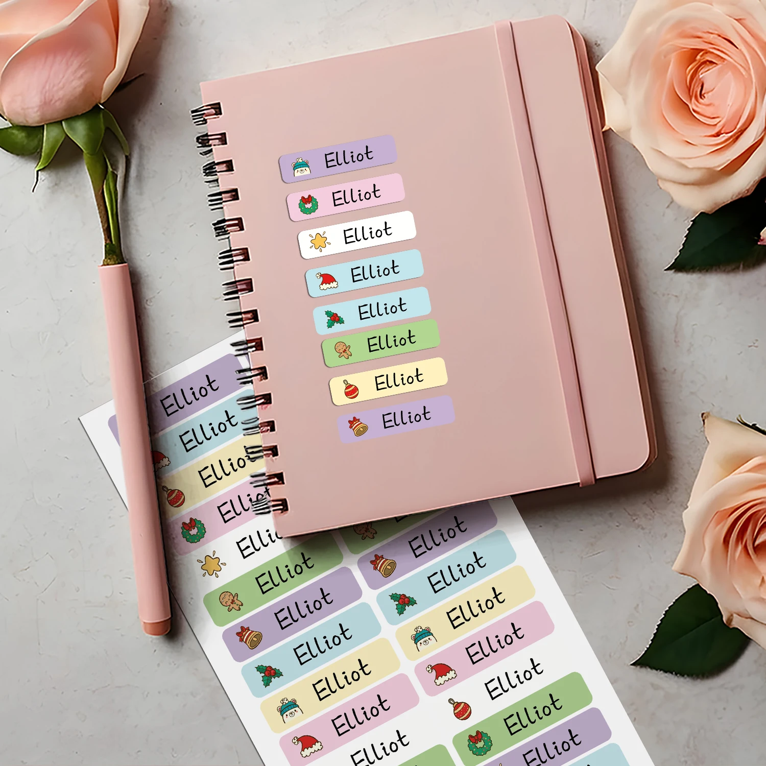 42/84/126pcs Christmas present Customized Name Stickers Customized Tag Textbook Label Customizable Patches School Supplies