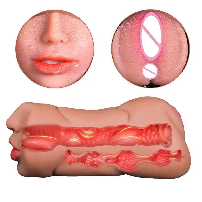 vagina silicona 3 IN 1  Masturbation Cup For Men Deep Throat Artificial Real Pussy Oral Male Masturbator vagina for men sex toy