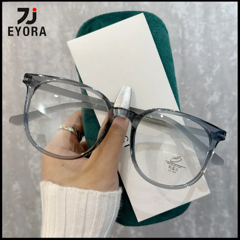 EYORA-gafas de lectura con curvas cuadradas TR, cara delgada, antiluz azul, para miopía e hipermetropía, gafas fotocromáticas graduadas