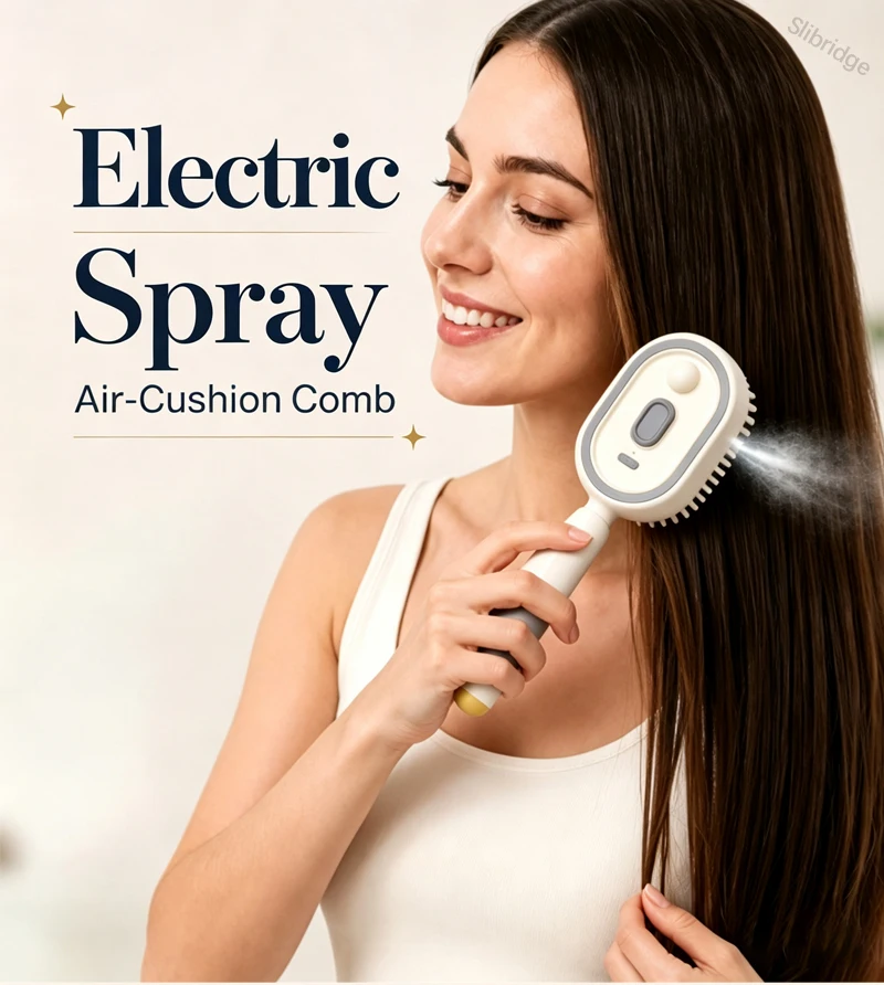 Bürste für krauses Haar, multifunktionaler Massage-Sprühkamm, Kopfhaut-Massagebürste, Glätter für krauses Haar, Geschenke für Frauen – Detail 1