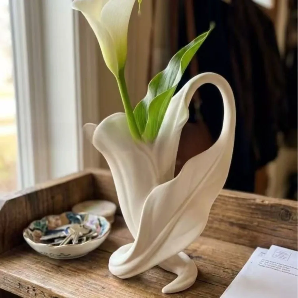 Aesthetic Nordic Style Flower Vase 3D Printed Art Ornaments Petal Statue Creative Irregular Abstract Vase Tabletop