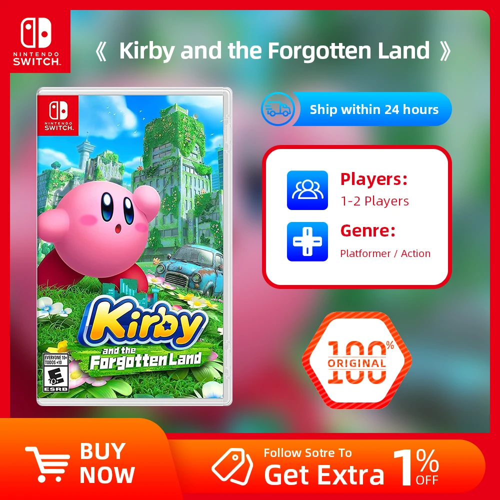 Nintendo Switch Game Deals Platformer Kirby and the Forgotten Land Support 13 Languages TV Tabletop Handheld