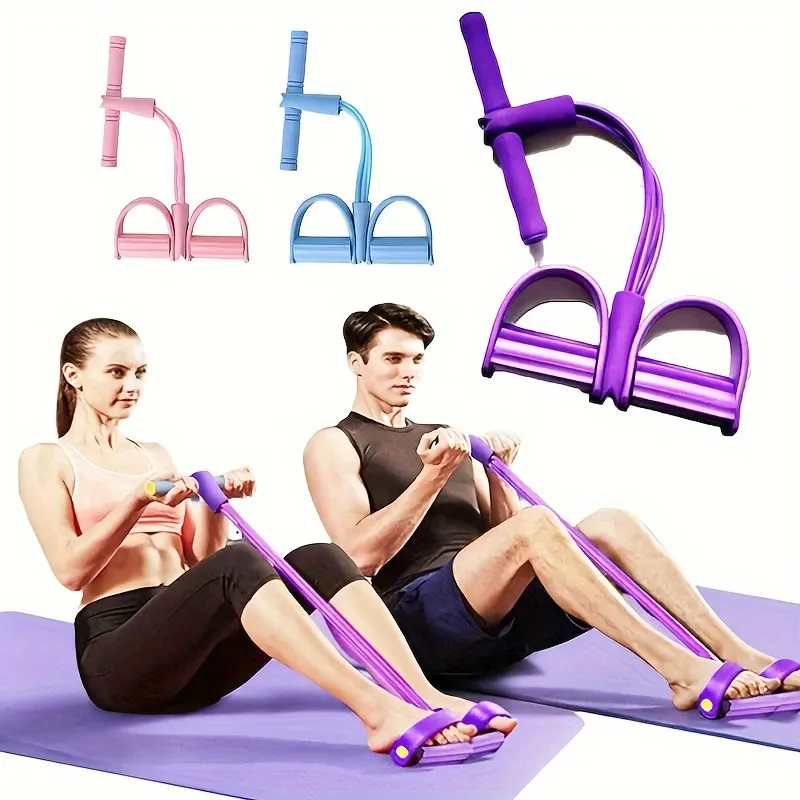 4-stufiger Widerstandsband-Spanner mit rutschfesten Griffen – Heim-Fitnessgerät für Bauchmuskeltraining, Yoga und Bauchmuskeltraining