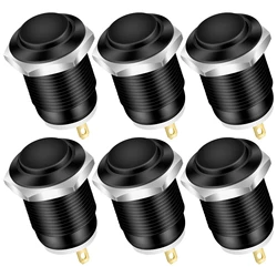 6pcs 12V Momentary Push Button Switch Waterproof Black Metal 12mm 1/2'' Small Round Power Pushbutton 2 Pin Push ON