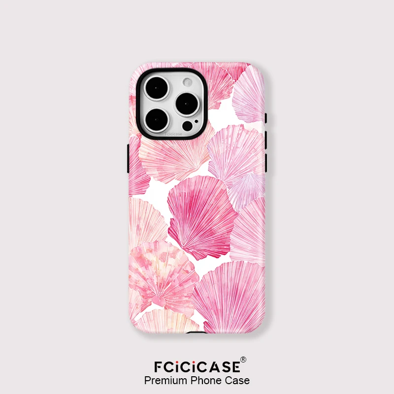 Fcicicase Rosa Shell Muster Fall Für iPhone 16 Pro Max 15 Plus 13 Pro 14 12 11 Für Magsafe Drahtlose Lade magnetische Abdeckung