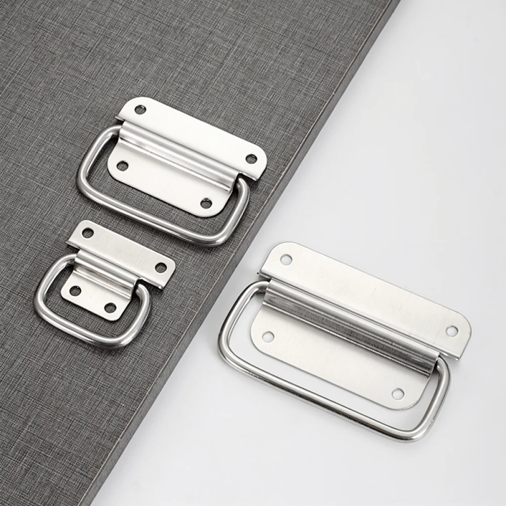 Durable Stainless Steel Folding Handle Industrial Case Pull Hardware Storage Box Equipment Tool Flush Carry Grip view 2